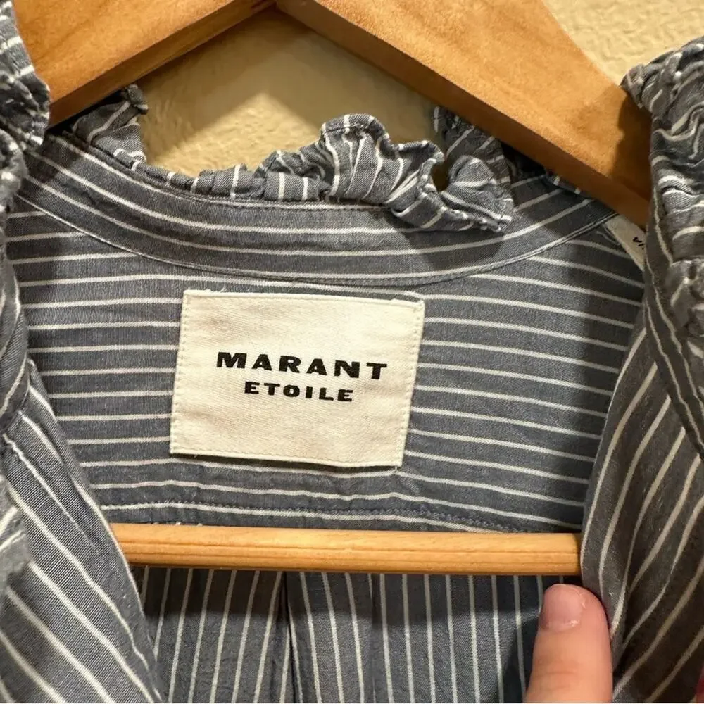 Isabel Marant Etoile Blue White Striped Blouse Top Small